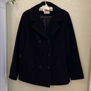 Faded Glory Black Double-Breasted Pea Coat